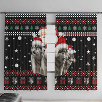 Latvia Christmas Window Curtain with Santa Claus and Wolves in Holiday Pattern Design - Wonder Print Shop