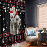 Latvia Christmas Window Curtain with Santa Claus and Wolves in Holiday Pattern Design - Wonder Print Shop