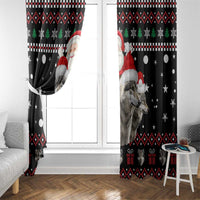 Latvia Christmas Window Curtain with Santa Claus and Wolves in Holiday Pattern Design - Wonder Print Shop