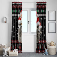 Latvia Christmas Window Curtain with Santa Claus and Wolves in Holiday Pattern Design - Wonder Print Shop