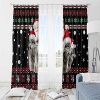 Latvia Christmas Window Curtain with Santa Claus and Wolves in Holiday Pattern Design - Wonder Print Shop