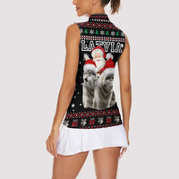 Latvia Christmas Women Sleeveless Polo Shirt with Santa Claus and Wolves in Holiday Pattern Design - Wonder Print Shop