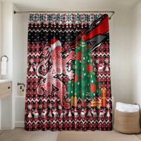 Latvia Christmas Bathroom Set with Red Lion, Holiday Tree, and Nordic Pattern Design - Wonder Print Shop