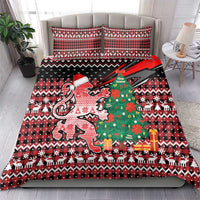 Latvia Christmas Bedding Set with Red Lion, Holiday Tree, and Nordic Pattern Design - Wonder Print Shop
