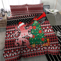Latvia Christmas Bedding Set with Red Lion, Holiday Tree, and Nordic Pattern Design - Wonder Print Shop