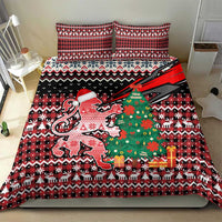 Latvia Christmas Bedding Set with Red Lion, Holiday Tree, and Nordic Pattern Design - Wonder Print Shop