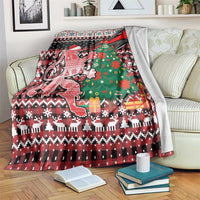 Latvia Christmas Blanket with Red Lion, Holiday Tree, and Nordic Pattern Design - Wonder Print Shop