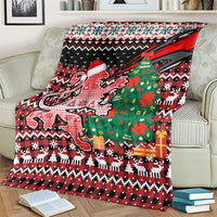 Latvia Christmas Blanket with Red Lion, Holiday Tree, and Nordic Pattern Design - Wonder Print Shop