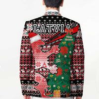 Latvia Christmas Blazer with Red Lion, Holiday Tree, and Nordic Pattern Design - Wonder Print Shop