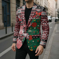 Latvia Christmas Blazer with Red Lion, Holiday Tree, and Nordic Pattern Design - Wonder Print Shop