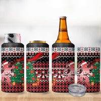 Latvia Christmas 4 in 1 Can Cooler Tumbler with Red Lion, Holiday Tree, and Nordic Pattern Design - Wonder Print Shop