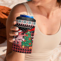 Latvia Christmas 4 in 1 Can Cooler Tumbler with Red Lion, Holiday Tree, and Nordic Pattern Design - Wonder Print Shop