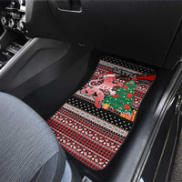 Latvia Christmas Car Mats with Red Lion, Holiday Tree, and Nordic Pattern Design - Wonder Print Shop