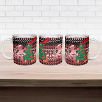 Latvia Christmas Ceramic Mug with Red Lion, Holiday Tree, and Nordic Pattern Design - Wonder Print Shop