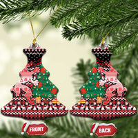 Latvia Christmas Ceramic Ornament with Red Lion, Holiday Tree, and Nordic Pattern Design - Wonder Print Shop