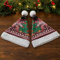Latvia Christmas Santa Hat with Red Lion, Holiday Tree, and Nordic Pattern Design - Wonder Print Shop