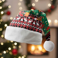 Latvia Christmas Santa Hat with Red Lion, Holiday Tree, and Nordic Pattern Design - Wonder Print Shop