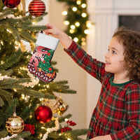 Latvia Christmas Stocking with Red Lion, Holiday Tree, and Nordic Pattern Design - Wonder Print Shop