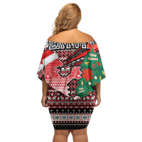 Latvia Christmas Family Matching Off Shoulder Short Dress and Hawaiian Shirt with Red Lion, Holiday Tree, and Nordic Pattern Design - Wonder Print Shop