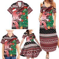Latvia Christmas Family Matching Summer Maxi Dress and Hawaiian Shirt with Red Lion, Holiday Tree, and Nordic Pattern Design - Wonder Print Shop