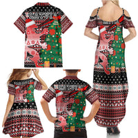 Latvia Christmas Family Matching Summer Maxi Dress and Hawaiian Shirt with Red Lion, Holiday Tree, and Nordic Pattern Design - Wonder Print Shop