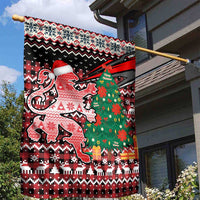 Latvia Christmas Garden Flag with Red Lion, Holiday Tree, and Nordic Pattern Design - Wonder Print Shop