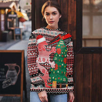 Latvia Christmas Ugly Christmas Sweater with Red Lion, Holiday Tree, and Nordic Pattern Design - Wonder Print Shop