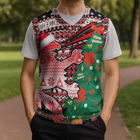 Latvia Christmas Knitted V-Neck Vest with Red Lion, Holiday Tree, and Nordic Pattern Design - Wonder Print Shop
