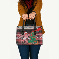 Latvia Christmas Leather Bag with Red Lion, Holiday Tree, and Nordic Pattern Design - Wonder Print Shop