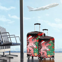 Latvia Christmas Luggage Cover with Red Lion, Holiday Tree, and Nordic Pattern Design - Wonder Print Shop