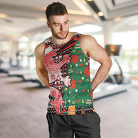 Latvia Christmas Men Tank Top with Red Lion, Holiday Tree, and Nordic Pattern Design - Wonder Print Shop