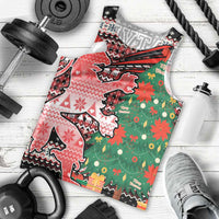 Latvia Christmas Men Tank Top with Red Lion, Holiday Tree, and Nordic Pattern Design - Wonder Print Shop