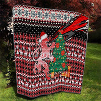 Latvia Christmas Quilt with Red Lion, Holiday Tree, and Nordic Pattern Design - Wonder Print Shop