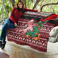Latvia Christmas Quilt with Red Lion, Holiday Tree, and Nordic Pattern Design - Wonder Print Shop