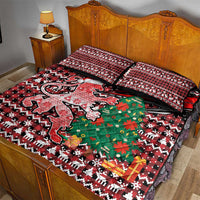 Latvia Christmas Quilt Bed Set with Red Lion, Holiday Tree, and Nordic Pattern Design - Wonder Print Shop