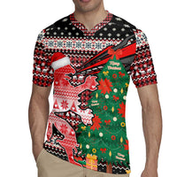 Latvia Christmas Rugby Jersey with Red Lion, Holiday Tree, and Nordic Pattern Design - Wonder Print Shop