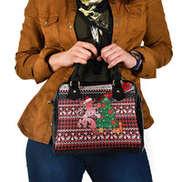 Latvia Christmas Shoulder Handbag with Red Lion, Holiday Tree, and Nordic Pattern Design - Wonder Print Shop