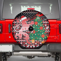 Latvia Christmas Spare Tire Cover with Red Lion, Holiday Tree, and Nordic Pattern Design - Wonder Print Shop