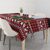 Latvia Christmas Tablecloth with Red Lion, Holiday Tree, and Nordic Pattern Design - Wonder Print Shop