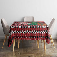 Latvia Christmas Tablecloth with Red Lion, Holiday Tree, and Nordic Pattern Design - Wonder Print Shop