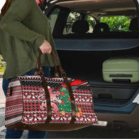 Latvia Christmas Travel Bag with Red Lion, Holiday Tree, and Nordic Pattern Design - Wonder Print Shop