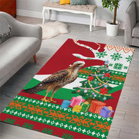 Lebanon Christmas Area Rug with Falcon, Holiday Tree, and Red Green Snowflake Pattern - Wonder Print Shop