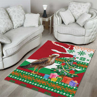 Lebanon Christmas Area Rug with Falcon, Holiday Tree, and Red Green Snowflake Pattern - Wonder Print Shop