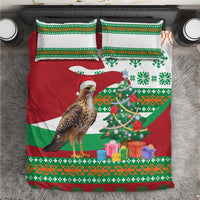 Lebanon Christmas Bedding Set with Falcon, Holiday Tree, and Red Green Snowflake Pattern - Wonder Print Shop