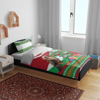 Lebanon Christmas Bedding Set with Falcon, Holiday Tree, and Red Green Snowflake Pattern - Wonder Print Shop