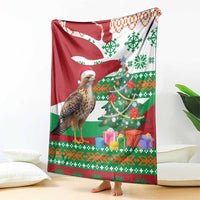 Lebanon Christmas Blanket with Falcon, Holiday Tree, and Red Green Snowflake Pattern - Wonder Print Shop