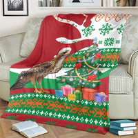 Lebanon Christmas Blanket with Falcon, Holiday Tree, and Red Green Snowflake Pattern - Wonder Print Shop