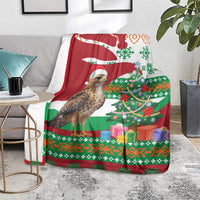 Lebanon Christmas Blanket with Falcon, Holiday Tree, and Red Green Snowflake Pattern - Wonder Print Shop
