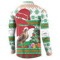 Lebanon Christmas Button Sweatshirt with Falcon, Holiday Tree, and Red Green Snowflake Pattern - Wonder Print Shop