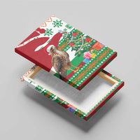Lebanon Christmas Canvas Wall Art with Falcon, Holiday Tree, and Red Green Snowflake Pattern - Wonder Print Shop